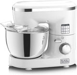 BLACK+DECKER 1000W 4L Kitchen Stand Mixer Machine Stainless Steel Bowl With 6 Speed Settings, To Beat Emulsify Knead Whip Cream With Multiple Accessories For Baking& Cooking SM1000-B5 2 Years Warranty