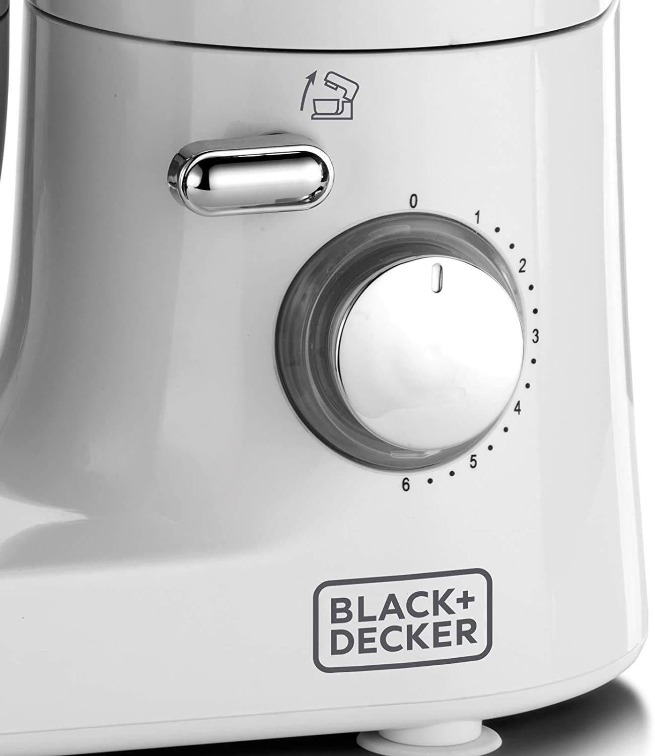 BLACK+DECKER 1000W 4L Kitchen Stand Mixer Machine Stainless Steel Bowl With 6 Speed Settings, To Beat Emulsify Knead Whip Cream With Multiple Accessories For Baking& Cooking SM1000-B5 2 Years Warranty