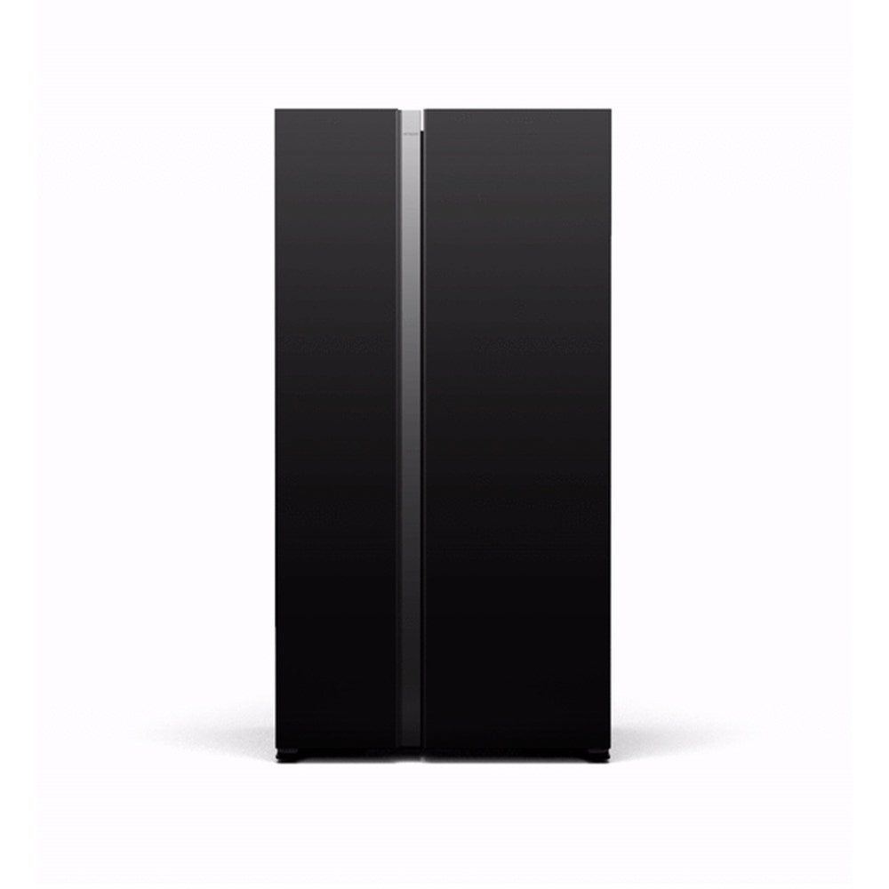 Hitachi RSX700GPUK0GBK 700ltr Side by Side Glass Refrigerator With Dispenser, Glass Black